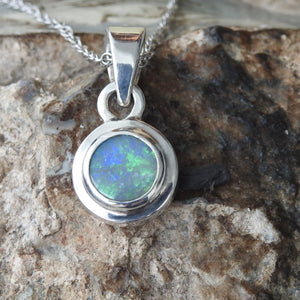 Lightning Ridge Solid Natural Opal Double Sides Pendant Necklace