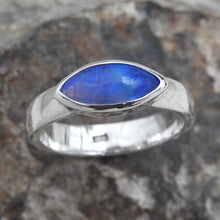 Load image into Gallery viewer, Lightning Ridge Solid Natural Opal Sterling Silver Ring