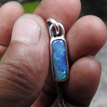 Load image into Gallery viewer, Solid Lightning Ridge Black Opal Sterling Silver Pendant Necklace