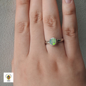 Natural Lightning Ridge Solid Opal Sterling Silver Ring