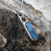 Load image into Gallery viewer, Solid Lightning Ridge Black Opal Sterling Silver Pendant Necklace
