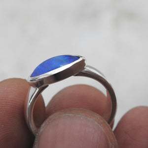 Lightning Ridge Solid Natural Opal Sterling Silver Ring