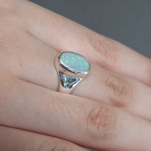 Australian Solid Natural Opal Sterling Silver Ring