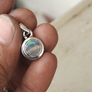 Lightning Ridge Solid Natural Opal Double Sides Pendant Necklace