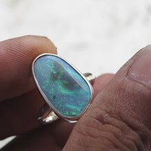 Load image into Gallery viewer, Natural Lightning Ridge Solid Opal Sterling Ring