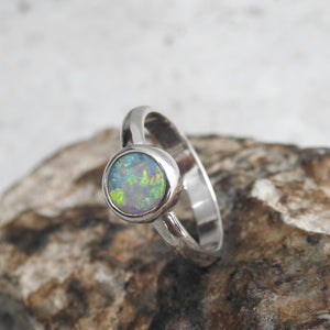 Natural Lightning Ridge Solid Opal Sterling Silver Ring