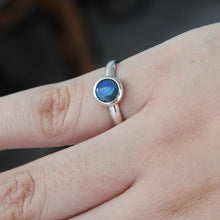 Load image into Gallery viewer, Lightning Ridge Solid Natural Black Opal Sterling Silver Ring