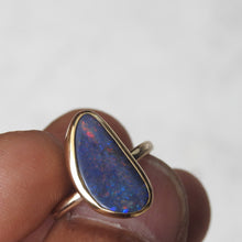 Load image into Gallery viewer, Natural Solid Lightning Ridge Black Opal Ring