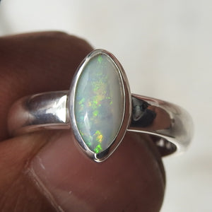 Mintabie Solid Multi-Color Opal Sterling Silver Ring