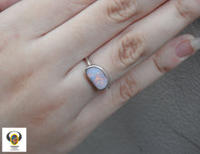 Load image into Gallery viewer, Lightning Ridge Solid White Opal Silver Ring with Multi-Color