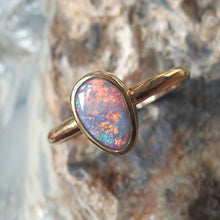 Load image into Gallery viewer, Lightning Ridge Solid Natural Opal Ring with Multi-Color
