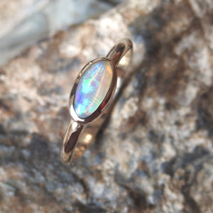 Lightning Ridge Solid Crystal Opal Ring