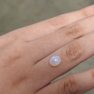 Custom Made Silver Ring with Lightning Ridge Solid White Crystal Opal
