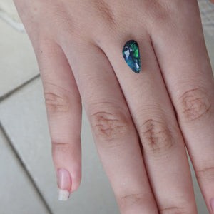 Natural Polished Solid Black Opal with Green Blue Color Fires from Lightning Ridge.